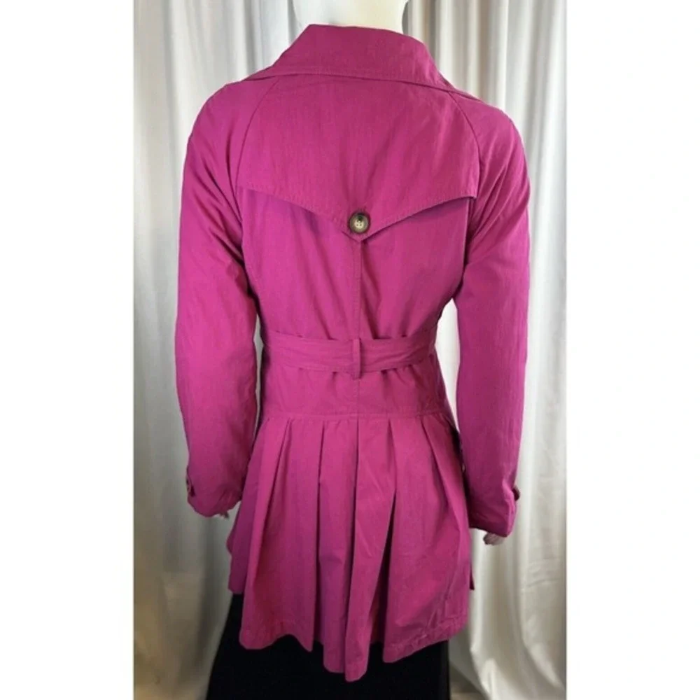 FOR CYNTHIA Womens‎ Double Breasted Belted Trench Coat Hot Pink Size L